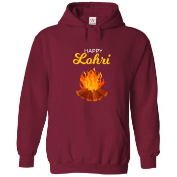 Happy Lohri Punjabi Folk Bornfire Family Festival Print Unisex Kids & Adult Pullover Hoodie									